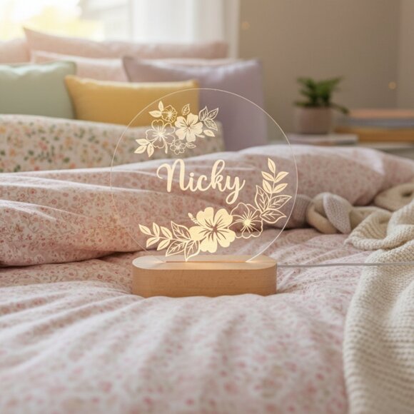 Hawaii Flower LED Name Lamp • Personalized Light-Up Sign • Boho Gift - Picture 8 of 8